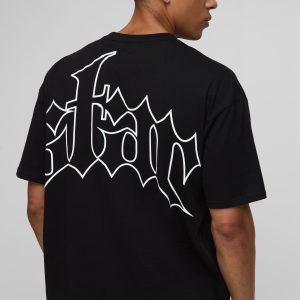Black Oversized Star Printed T-Shirt