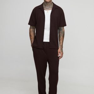 Tall Herringbone Jersey Regular Shirt and Tapered Trouser Set