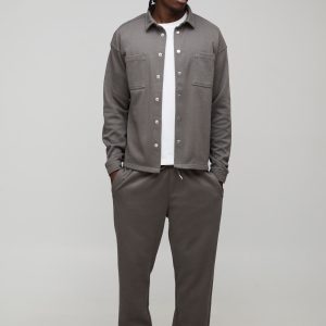Tall Regular Fit Textured Over Shirt & Tapered Trouser Set