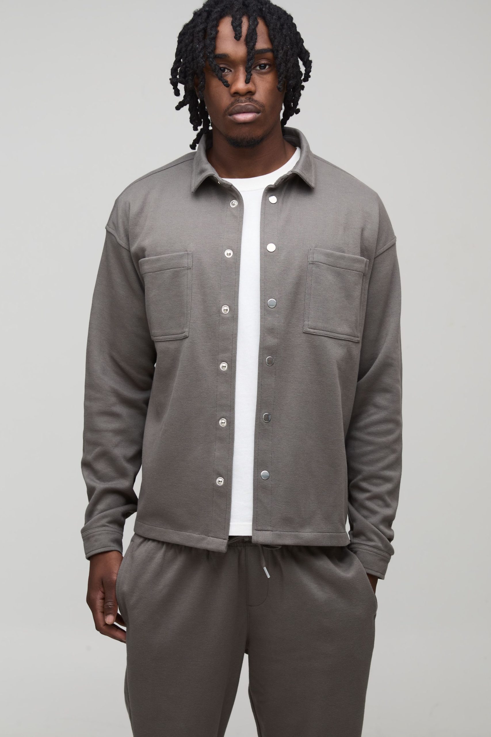 Tall Regular Fit Textured Over Shirt & Tapered Trouser Set - Image 3
