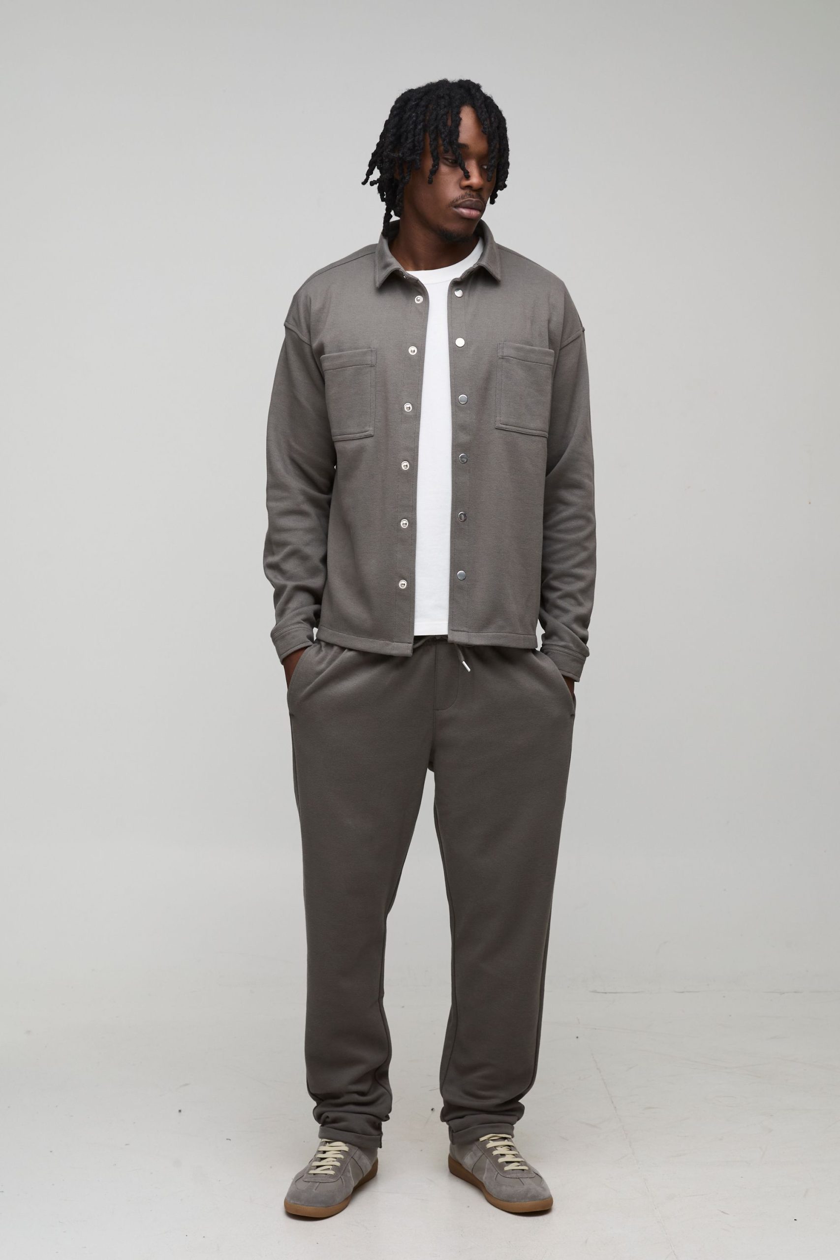 Tall Regular Fit Textured Over Shirt & Tapered Trouser Set - Image 4