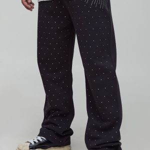 Straight Fit Rhinestone Detail Jogger