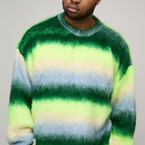 Plus Boxy Oversized Brushed Stripe Knitted Jumper