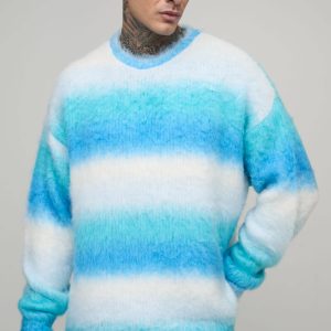 Tall Boxy Oversized Brushed Stripe Knitted Jumper