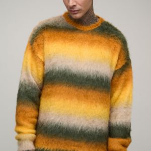 Tall Boxy Oversized Brushed Stripe Knitted Jumper