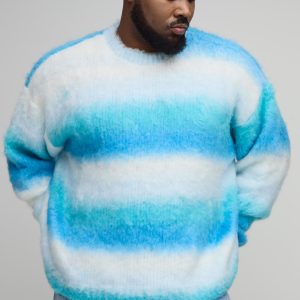 Plus Boxy Oversized Brushed Stripe Knitted Jumper