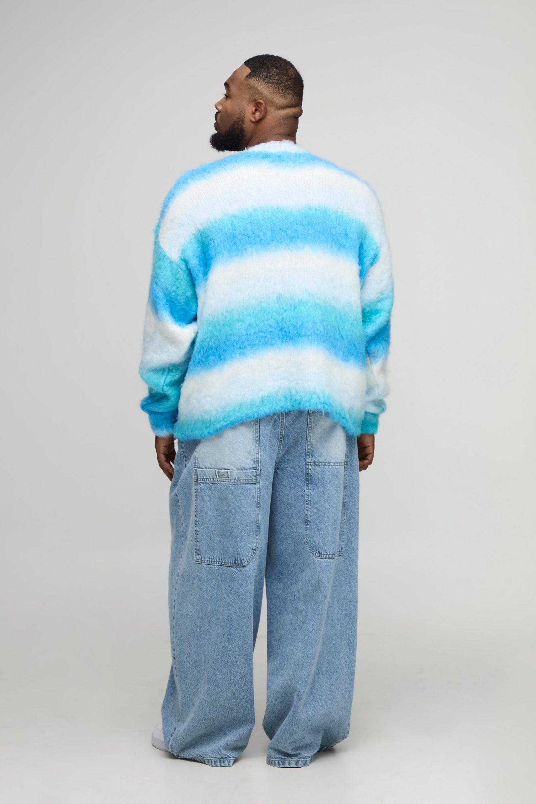 Plus Boxy Oversized Brushed Stripe Knitted Jumper - Image 2