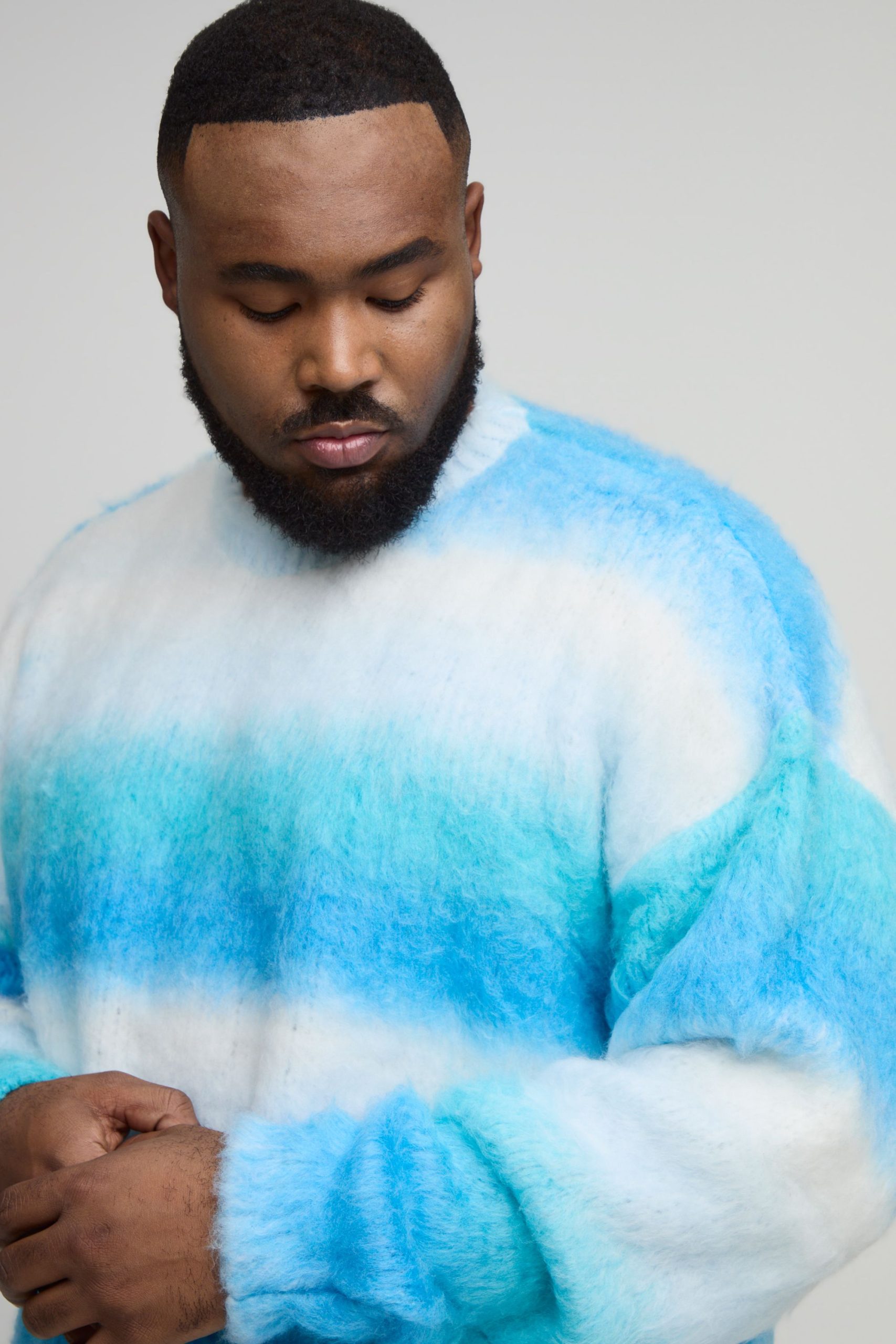 Plus Boxy Oversized Brushed Stripe Knitted Jumper - Image 3