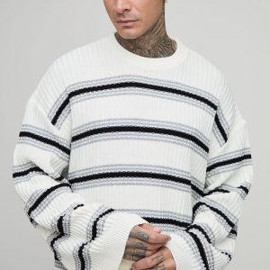 Tall Ribbed Knit Wide Sleeve Boxy Oversized Jumper