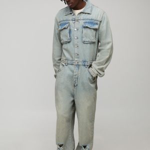 Tall Stonewash Rip and Repair Relaxed Boilersuit