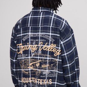 Tall Western Car Back Embroidered Flannel Shirt