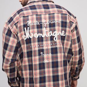 Plus Club De Ski Embroidered Ribbed Check Overshirt