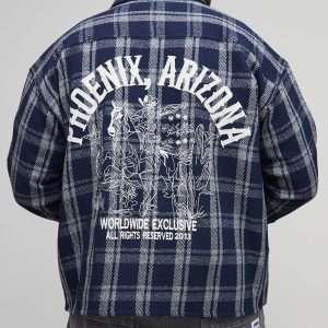 Plus Western Arizona Embroidered Ribbed Check Overshirt