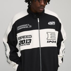 Tall Oversized Jersey Man Embroidered Varsity Jacket