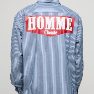Oversized Homme Long Sleeve Stripe Shirt
