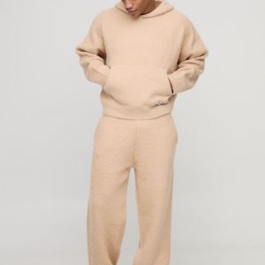 Boxy Fit Brushed Hoodie And Flared Jogger Tracksuit