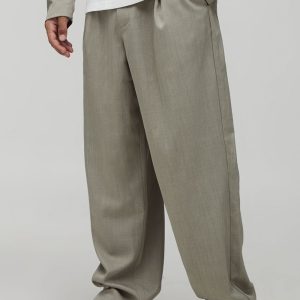 Wide Leg Pleated Front Smart Tailored Trousers