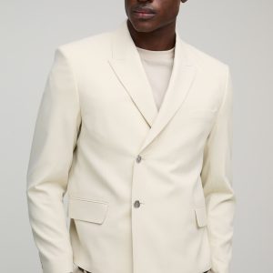 Oversized Boxy Button Detail Blazer
