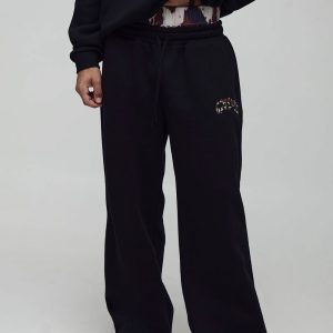 Wide Leg Ofcl Cow Applique Double Waistband Joggers