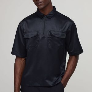 Boxy Half Sleeve Quarter Zip Shirt