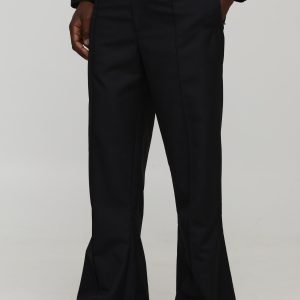 Flared Pintuck Smart Tailored Trousers