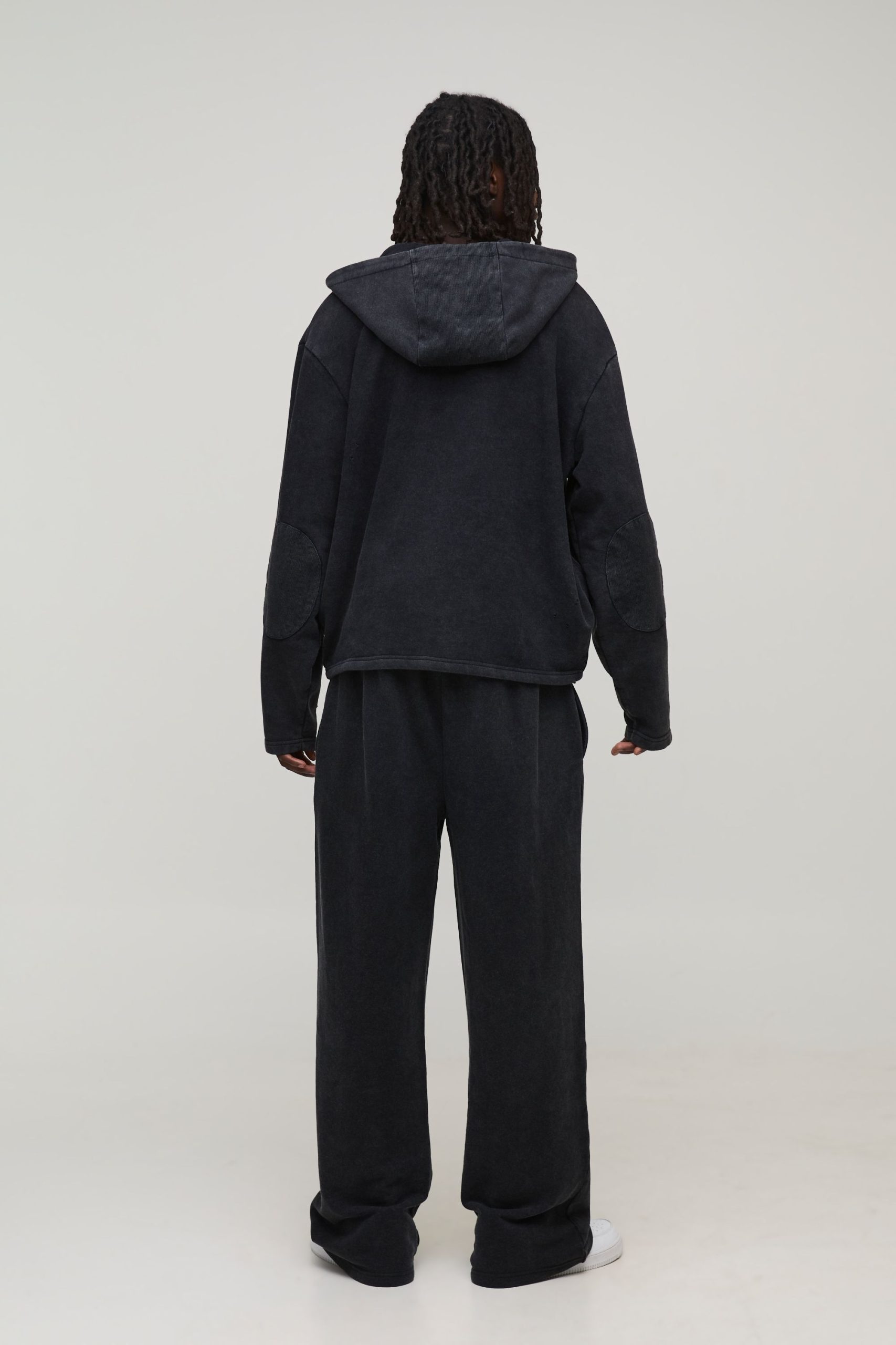 Oversized Boxy Distressed Ripped Neck Hoodie - Image 2