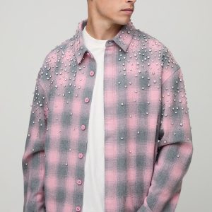 Oversized Jewel Embellished Heavyweight Check Shirt