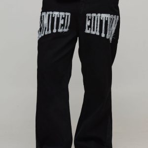 Plus Raw Hem Applique Gusset Flared Jeans