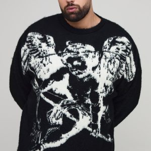 Plus Oversized Brushed Renaissance Jacquard Jumper