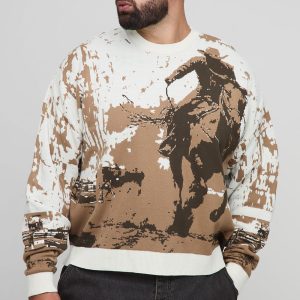 Plus Western Jacquard Oversized Jumper