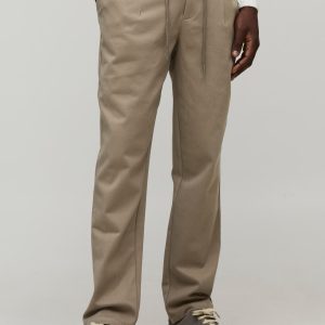Tapered Fit Half & Half Waistband Textured Trouser