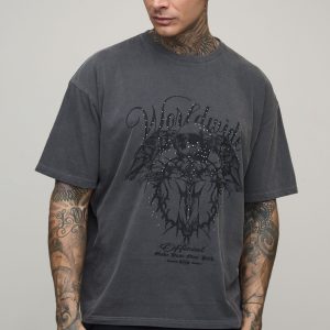 Tall Oversized Washed Rhinestone Renaissance T-Shirt