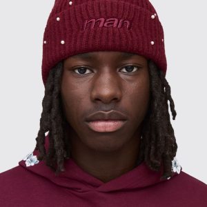 Man Rhinestone Embellished Beanie