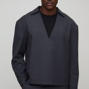 Long Sleeve Deep V Over The Head Shirt