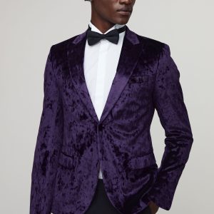 Skinny Fit Crushed Velvet Blazer