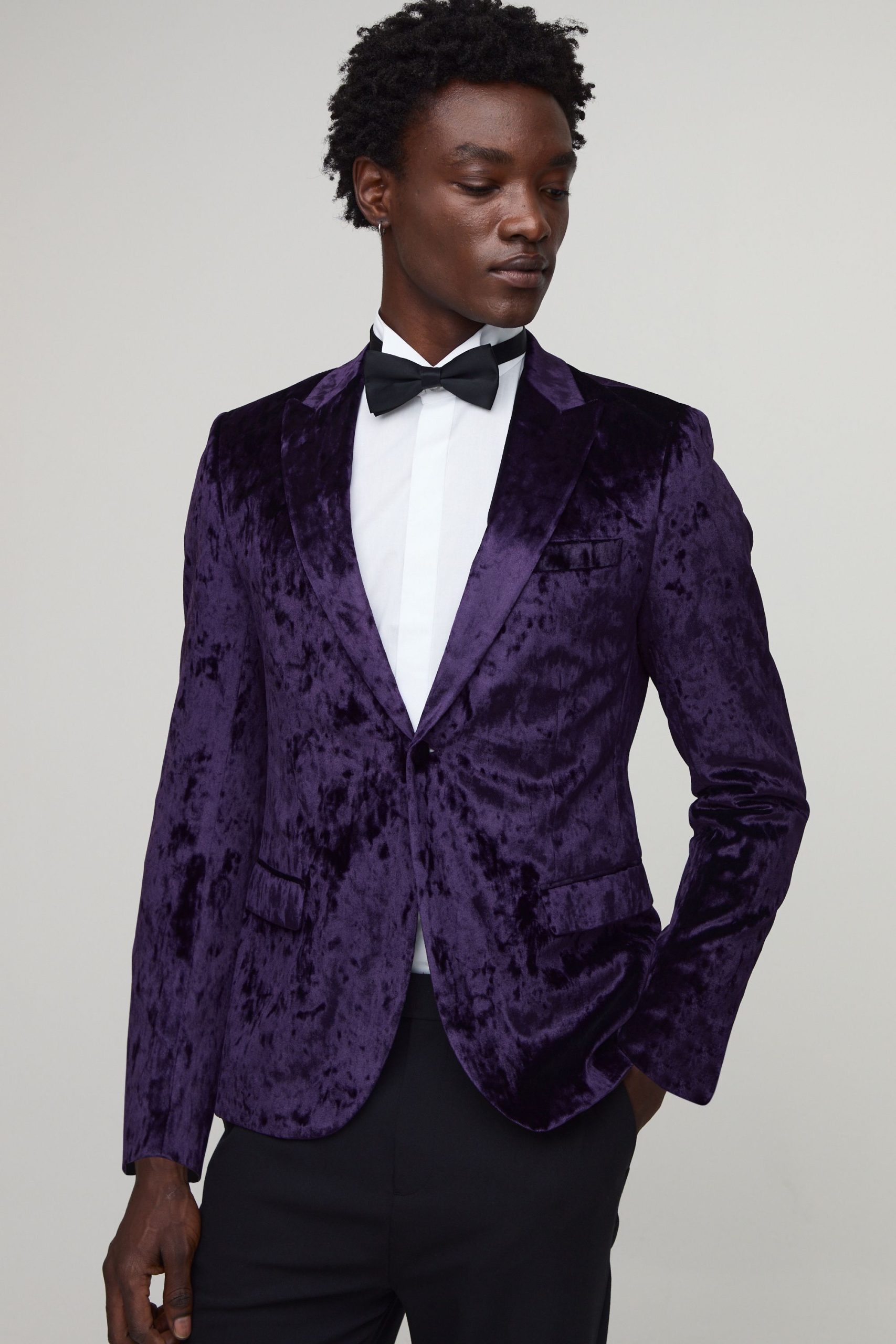 Skinny Fit Crushed Velvet Blazer