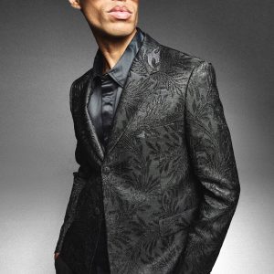 Oversized Boxy Jacquard Floral Blazer