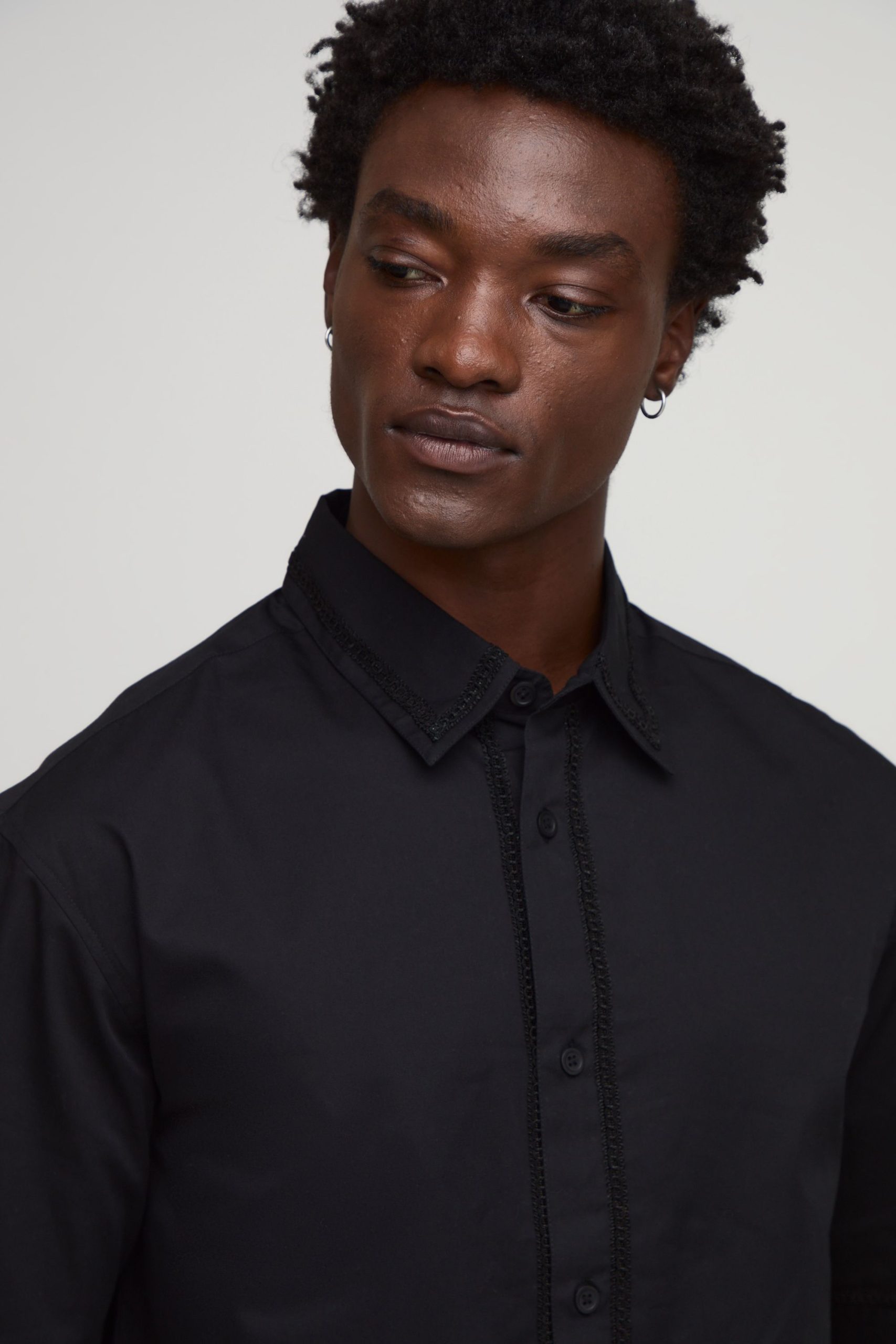 Oversized Piping Detail Soft Twill Half Sleeve Shirt - Image 3