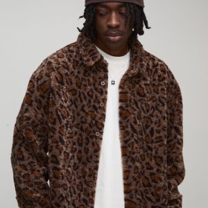 Oversized Leopard Borg Overshirt
