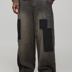 Baggy Patchwork Washed Distressed Jeans