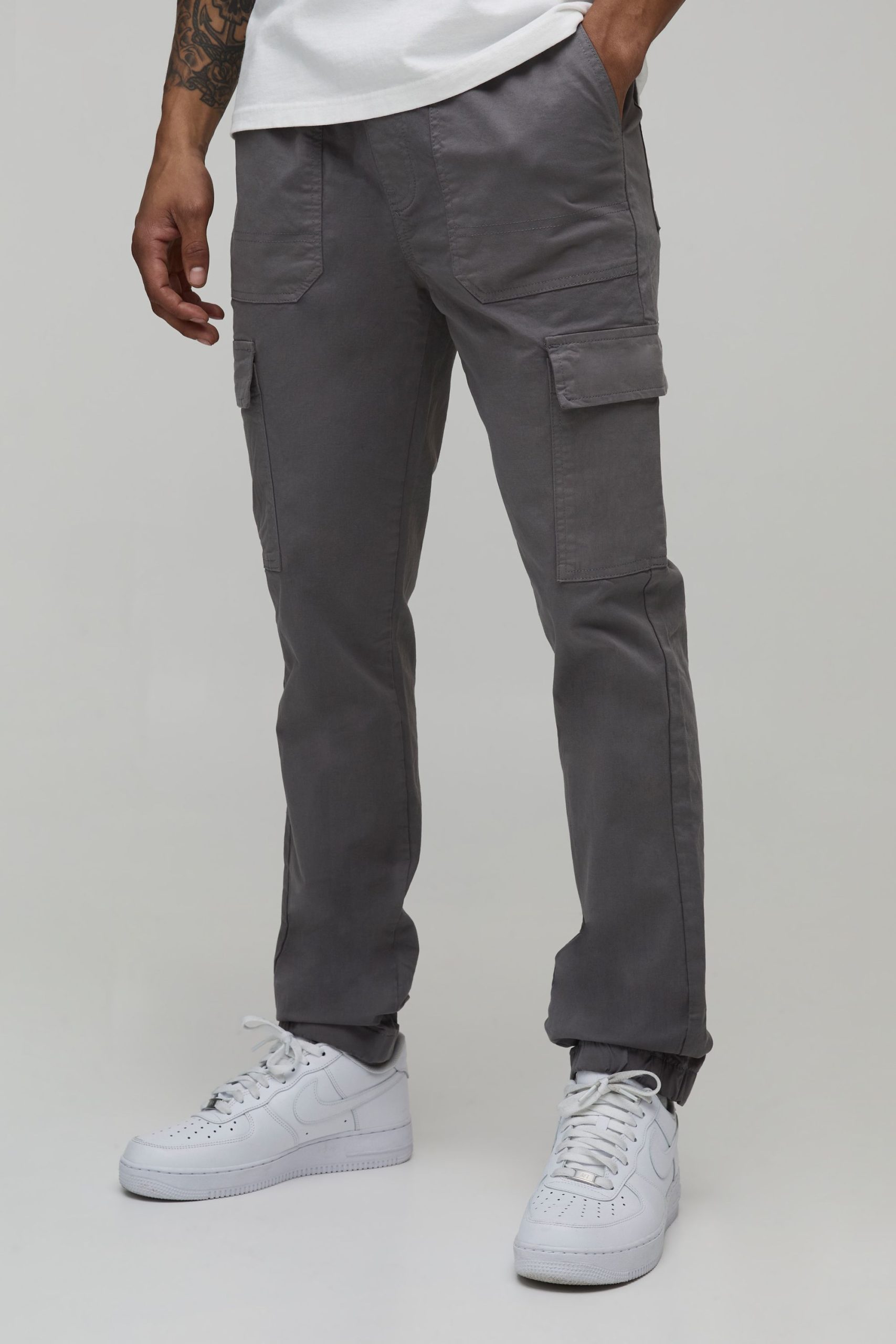 Skinny Fit Elasticated Waist Cuffed Cargo