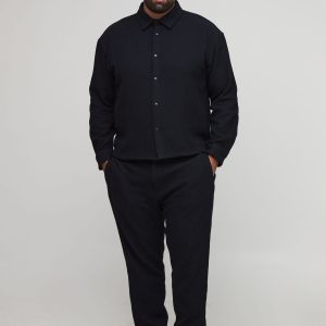 Plus Herringbone Regular Overshirt & Half & Half Tapered Trouser Set