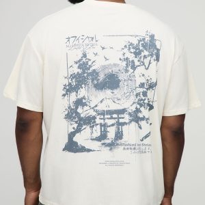 Plus Oversized Landscape Japan Print T-Shirt