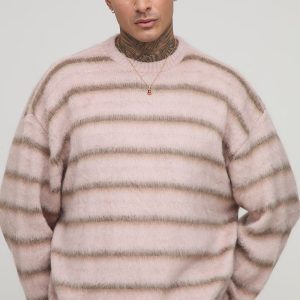 Tall Oversized Boxy Brushed Ombre Stripe Knitted Jumper