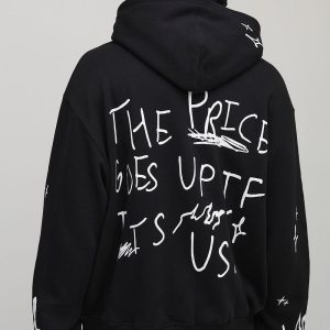 Tall Oversized Boxy Doodle Print Hoodie