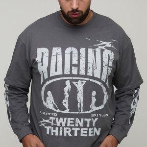 Plus Oversized Faux Layer Racing Print T-Shirt