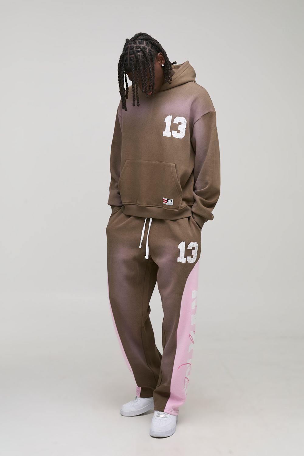 Oversized Boxy 13 Washed Hoodie And Baggy Gusset Jogger Tracksuit