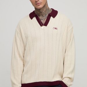 Tall Oversized Retro Football Knitted Jumper