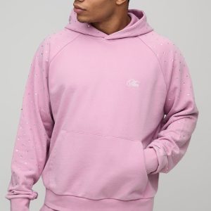 Oversized Boxy Man Rhinestone Washed Raglan Hoodie