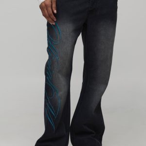 Straight Flare Official Embroidered Jeans